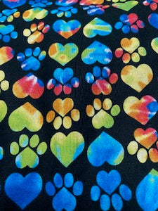 Seat Belt Cover - Tie Dye Paw Prints with Hearts