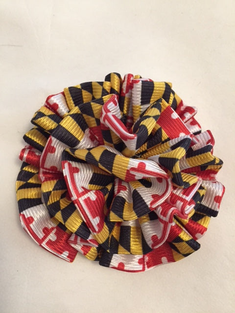 Ruffled flower pin - Maryland Flag Fabric